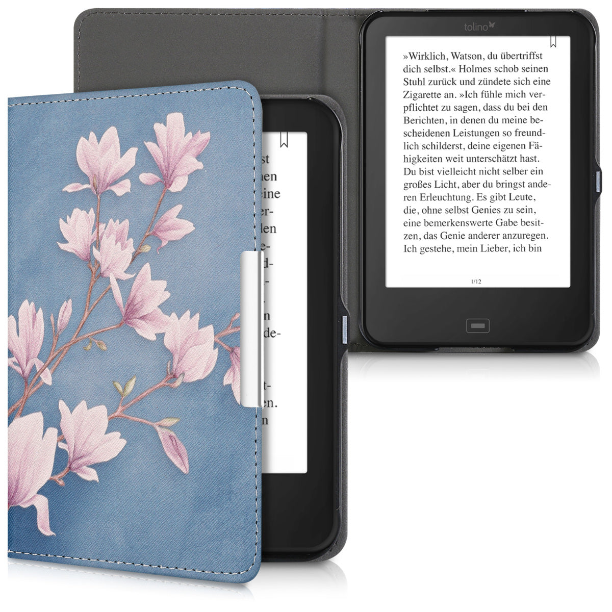 kwmobile Schutzhülle für Tolino Shine 2 HD Hülle - eReader Flip Case mit Auto Sleep Funktion