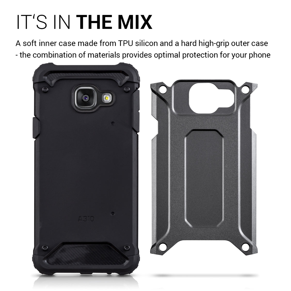 kwmobile Hülle kompatibel mit Samsung Galaxy A3 (2016) - Hybrid Handy Cover Handyhülle Case Schutzhülle