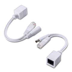 kwmobile Passive Power over Ethernet PoE Adapter Kabel Set - Injektor + Splitter Kabel für Netzwerk, IP Telefon und IP Kamera Weiß  