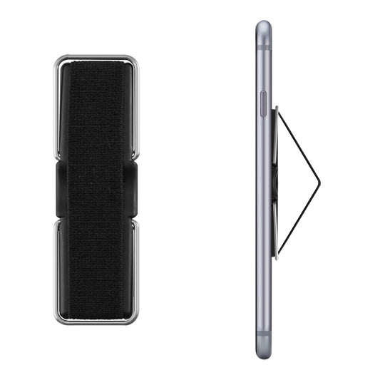 kwmobile Smartphone Fingerhalter Griff Halter - mit Ständer - Selbstklebende Handy Fingerhalterung kompatibel mit iPhone Samsung Sony Handys Schwarz Schwarz  