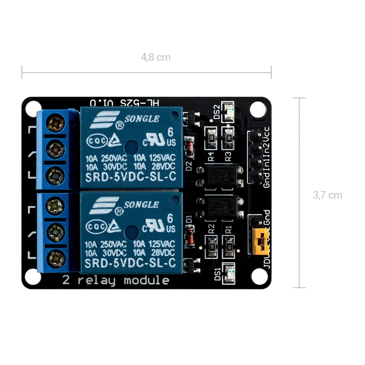 kwmobile 2 Kanal Relais Modul mit 5V für Arduino
