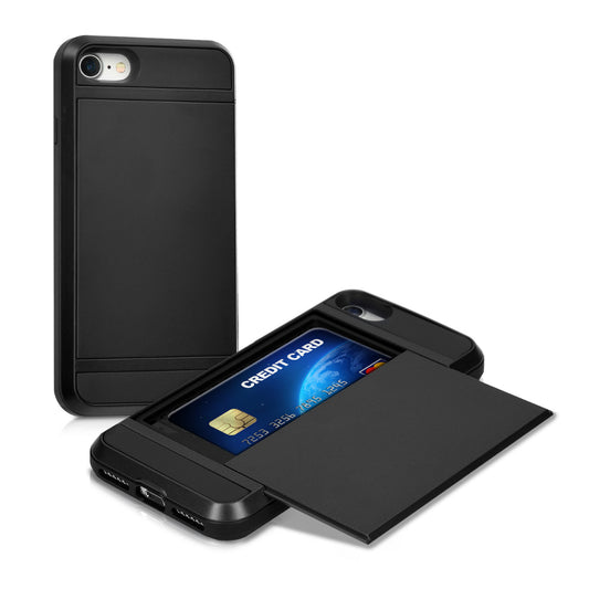 kwmobile Hybrid Hülle kompatibel mit Apple iPhone SE (2022) / iPhone SE (2020) / iPhone 8 / iPhone 7 - Kartenfach - Dual Silikon Hardcase Handy Cover