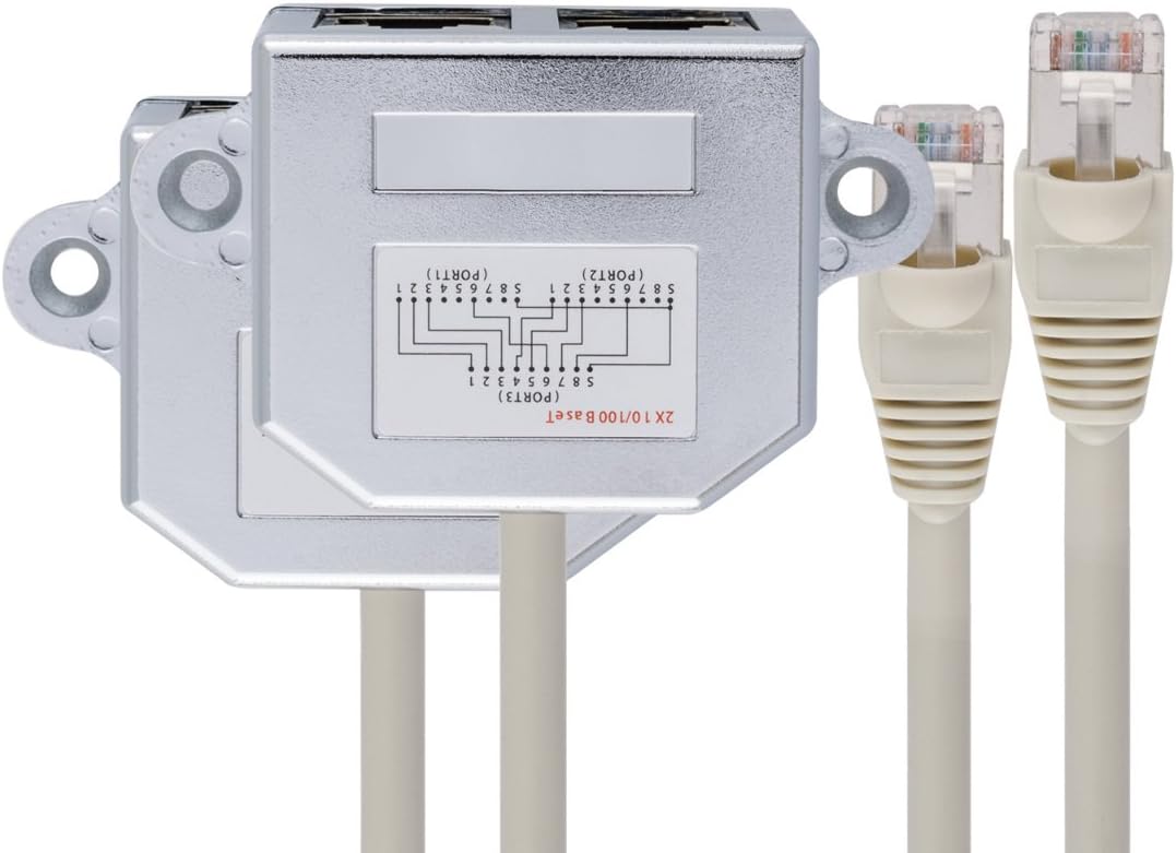 kwmobile LAN Switch - LAN Splitter - Ethernet Switch Adapter Verteiler - Netzwerkkabel Anschlussverdoppler - RJ45 Stecker auf 2X Ethernet RJ45 Splitter - Netzwerkverteiler Y-Adapter