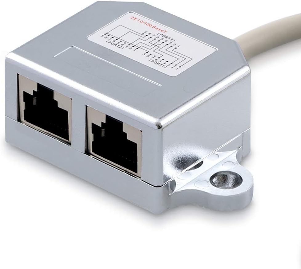 kwmobile LAN Switch - LAN Splitter - Ethernet Switch Adapter Verteiler - Netzwerkkabel Anschlussverdoppler - RJ45 Stecker auf 2X Ethernet RJ45 Splitter - Netzwerkverteiler Y-Adapter