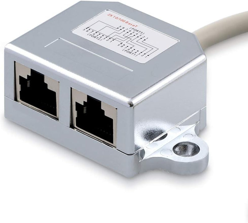 kwmobile LAN Switch - LAN Splitter - Ethernet Switch Adapter Verteiler - Netzwerkkabel Anschlussverdoppler - RJ45 Stecker auf 2X Ethernet RJ45 Splitter - Netzwerkverteiler Y-Adapter
