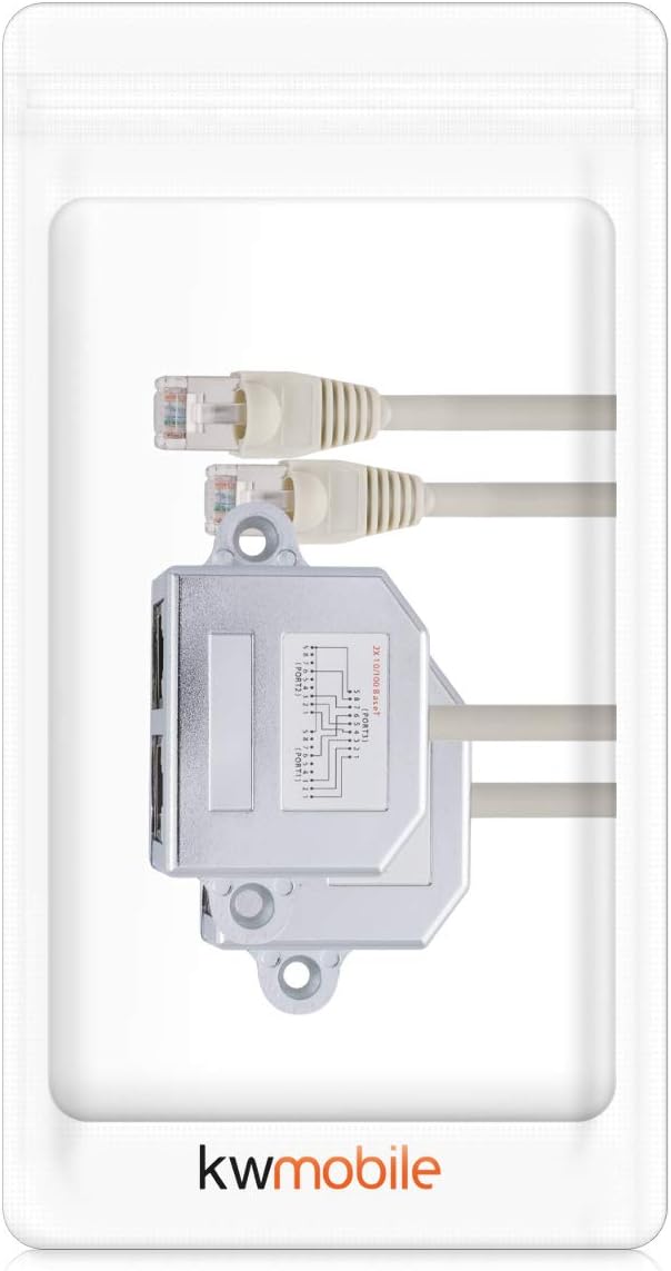 kwmobile LAN Switch - LAN Splitter - Ethernet Switch Adapter Verteiler - Netzwerkkabel Anschlussverdoppler - RJ45 Stecker auf 2X Ethernet RJ45 Splitter - Netzwerkverteiler Y-Adapter