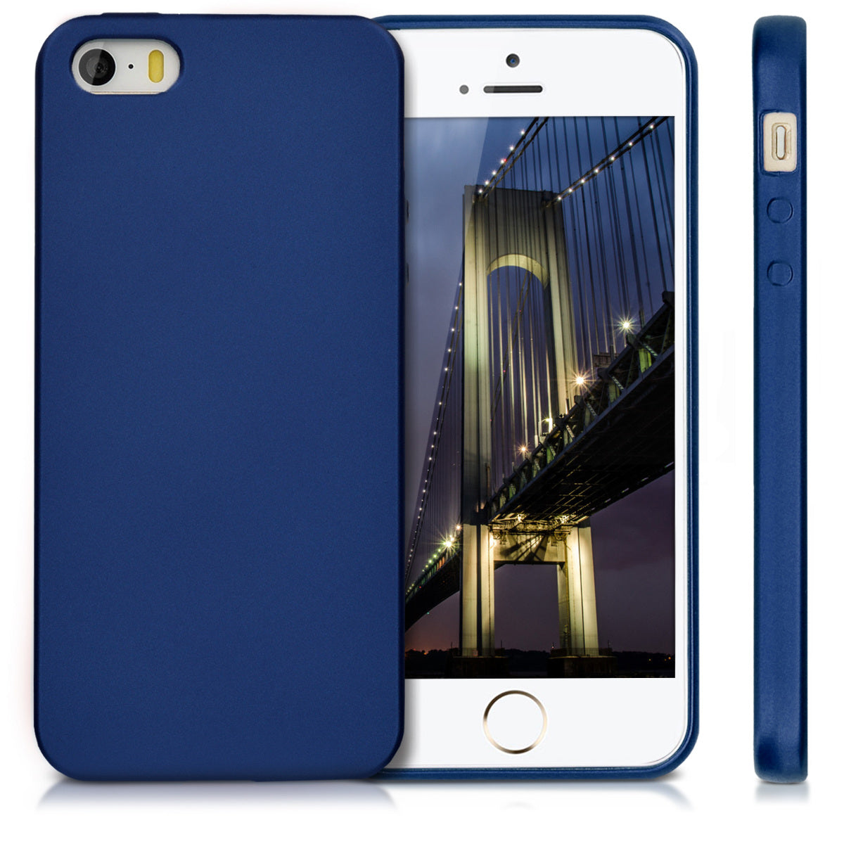 kwmobile Handyhülle für Apple iPhone SE (1.Gen 2016) / iPhone 5 / iPhone 5S Hülle - Silikon Case metallisch schimmernd - Schutzhülle Cover