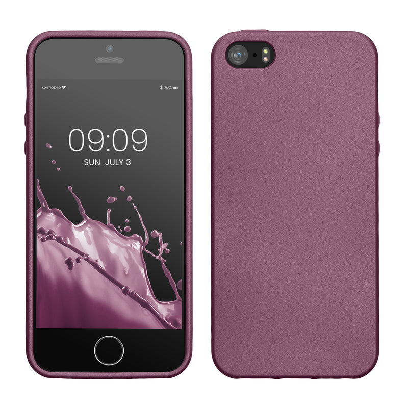 kwmobile Handyhülle für Apple iPhone SE (1.Gen 2016) / iPhone 5 / iPhone 5S Hülle - Silikon Case metallisch schimmernd - Schutzhülle Cover