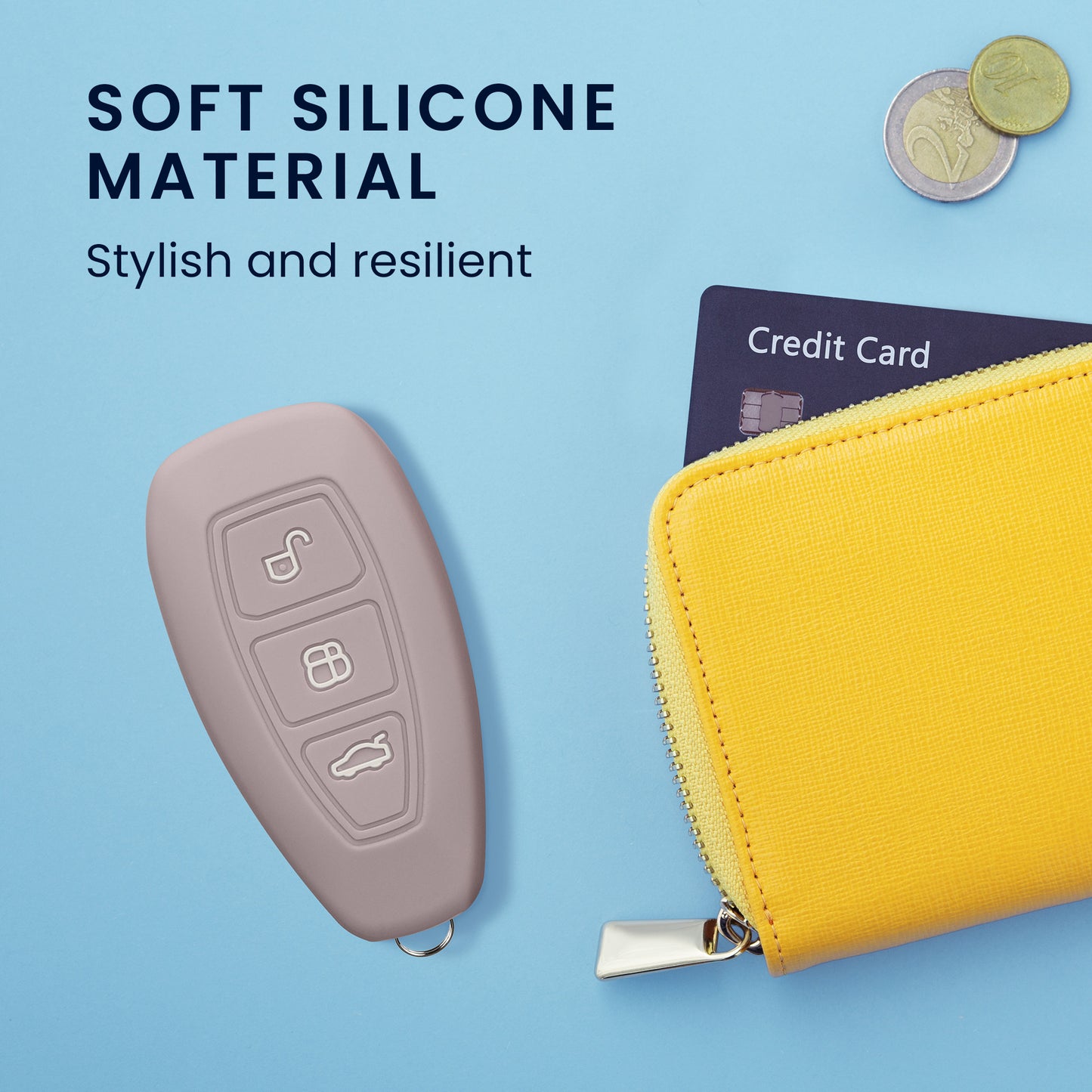 kwmobile Schlüsselhülle für Ford 3-Tasten Autoschlüssel Keyless Go Hülle - Schlüsselschutz Gehäuse