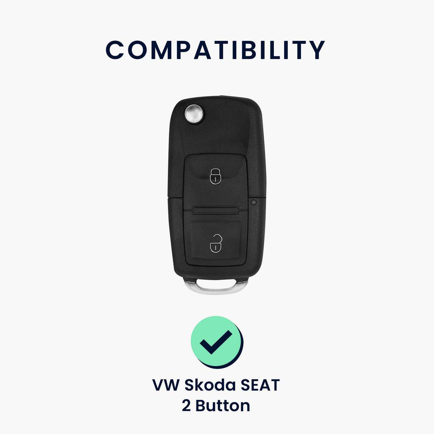 kwmobile Schlüsselhülle für VW Skoda Seat 2-Tasten Klapp Autoschlüssel Hülle - Schlüsselschutz Gehäuse