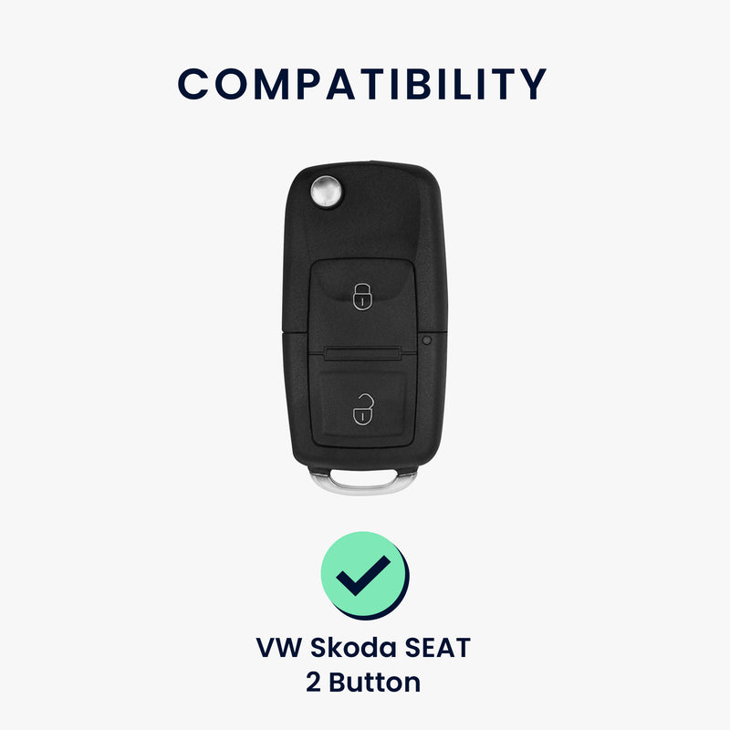 kwmobile Schlüsselhülle für VW Skoda Seat 2-Tasten Klapp Autoschlüssel Hülle - Schlüsselschutz Gehäuse