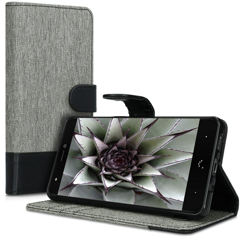 kwmobile Wallet Case kompatibel mit bq Aquaris X / X Pro - Hülle mit Ständer - Handyhülle Kartenfächer