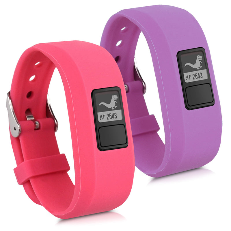 kwmobile Armband S kompatibel mit Garmin Vivofit jr. / jr. 2 - 2x Fitnesstracker Sportarmband aus TPU und Silikon Pink  