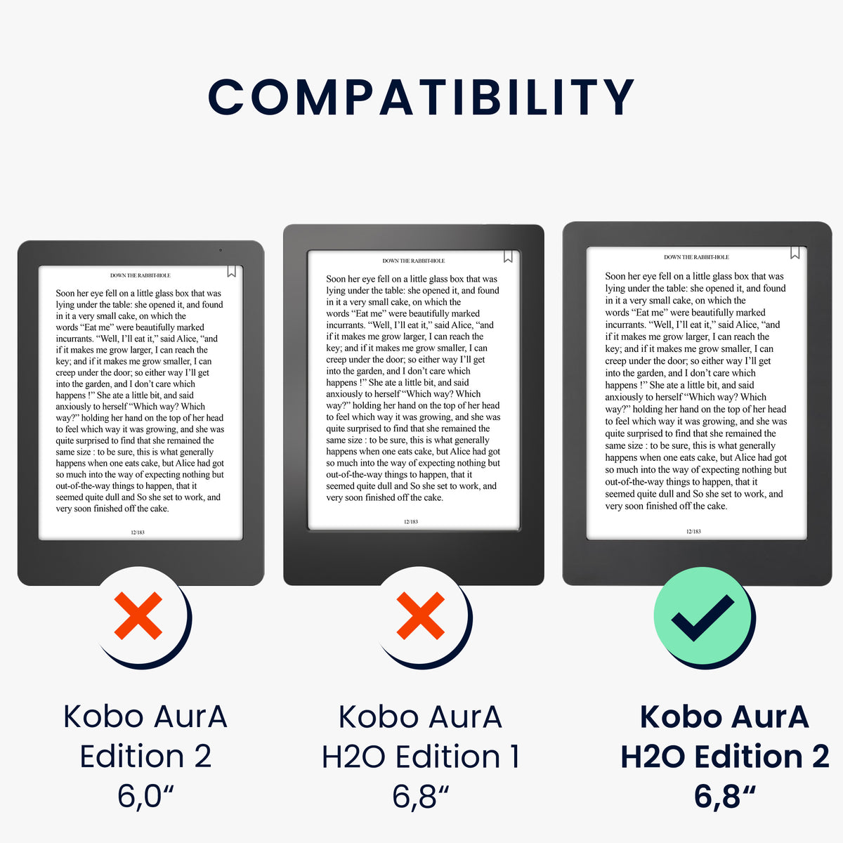 Kobo Aura H2O Edition 2 mit Auto-Sleep eReader Flip Case