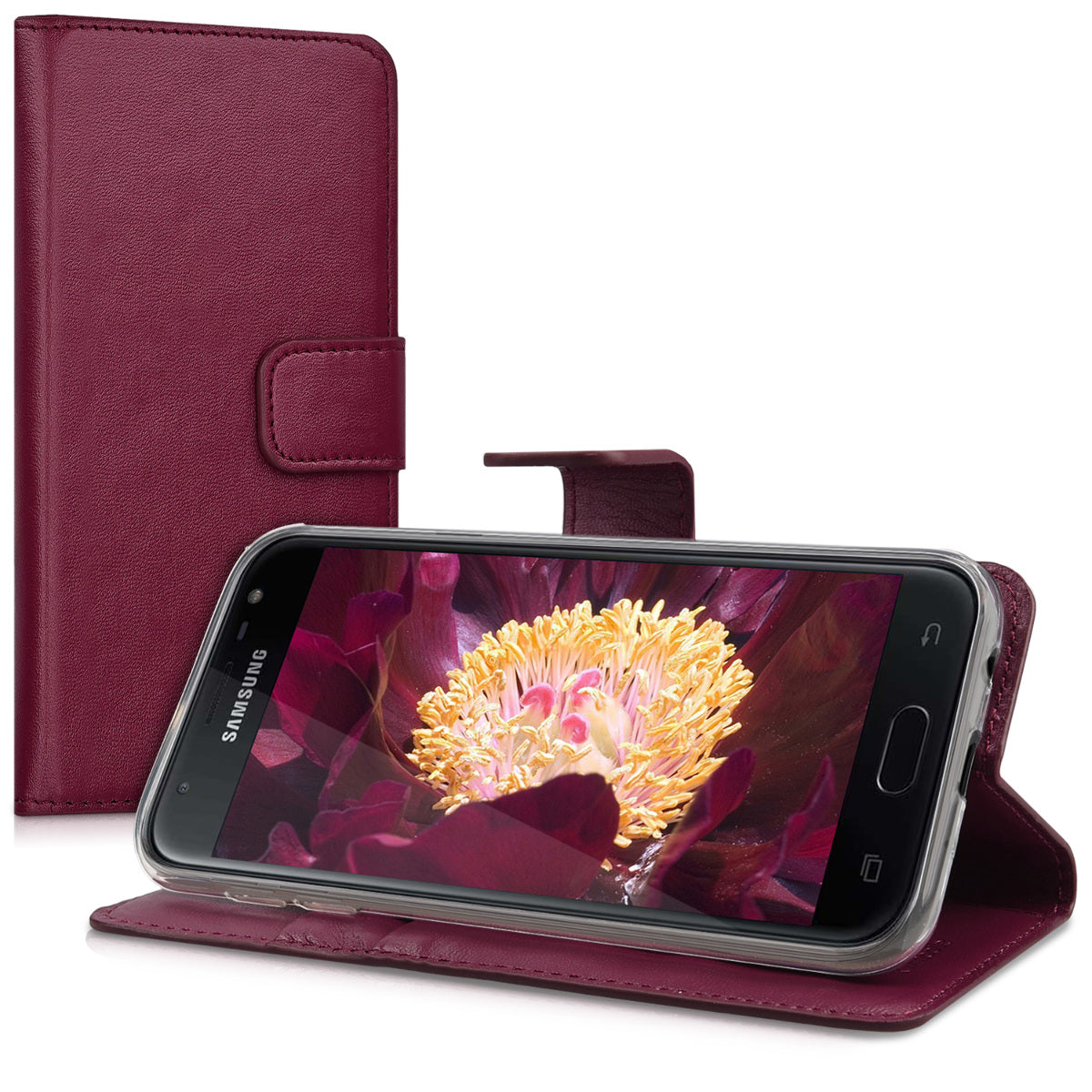 kwmobile Hülle kompatibel mit Samsung Galaxy J3 (2017) DUOS Kunstleder Handyhülle mit Kartenfächern