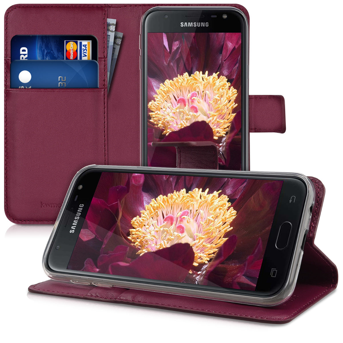 kwmobile Hülle kompatibel mit Samsung Galaxy J3 (2017) DUOS Kunstleder Handyhülle mit Kartenfächern