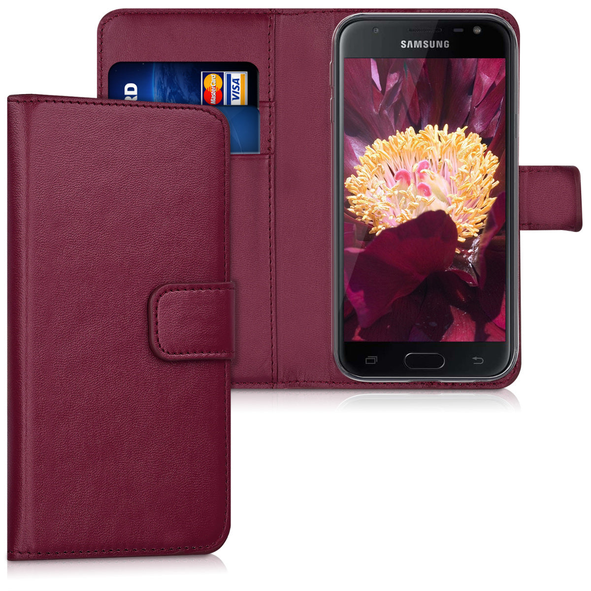 kwmobile Hülle kompatibel mit Samsung Galaxy J3 (2017) DUOS Kunstleder Handyhülle mit Kartenfächern