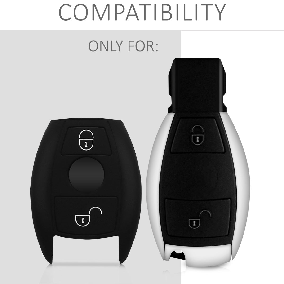 kwmobile Schlüsselhülle für Mercedes Benz 2-Tasten Autoschlüssel (nur Keyless Go) Hülle - Autoschlüssel Schlüssel Hülle - Schlüsselschutz Gehäuse