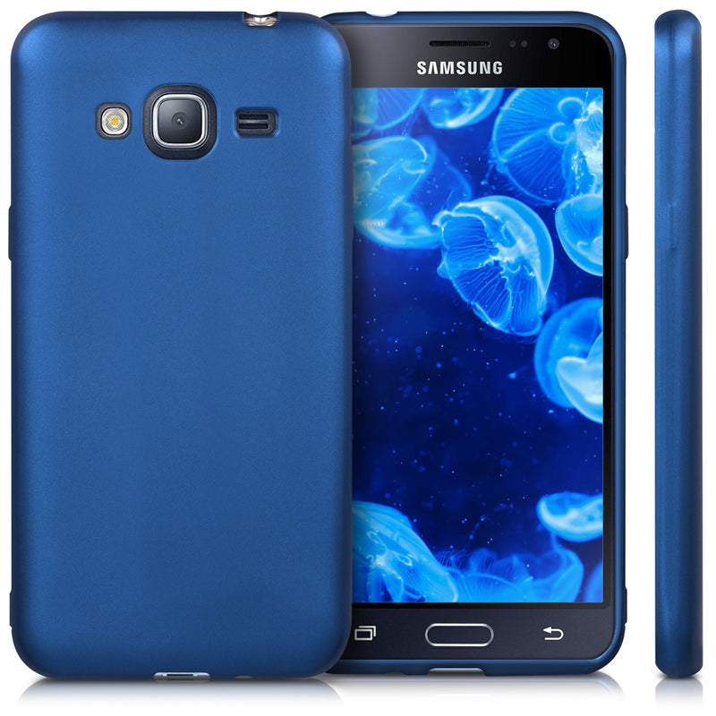kwmobile Handyhülle für Samsung Galaxy J3 (2016) DUOS Hülle - Silikon Case metallisch schimmernd - Schutzhülle Cover