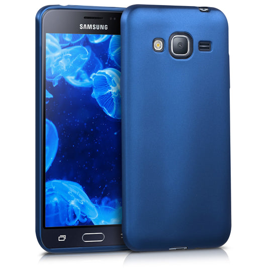 kwmobile Handyhülle für Samsung Galaxy J3 (2016) DUOS Hülle - Silikon Case metallisch schimmernd - Schutzhülle Cover