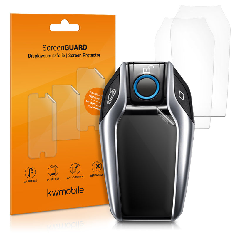 kwmobile 3x Schutzfolie kompatibel mit BMW Display Key Autoschlüssel - Transparente TPU Auto Schlüssel Displayschutzfolie - Fahrzeugschlüssel Folie Transparent  