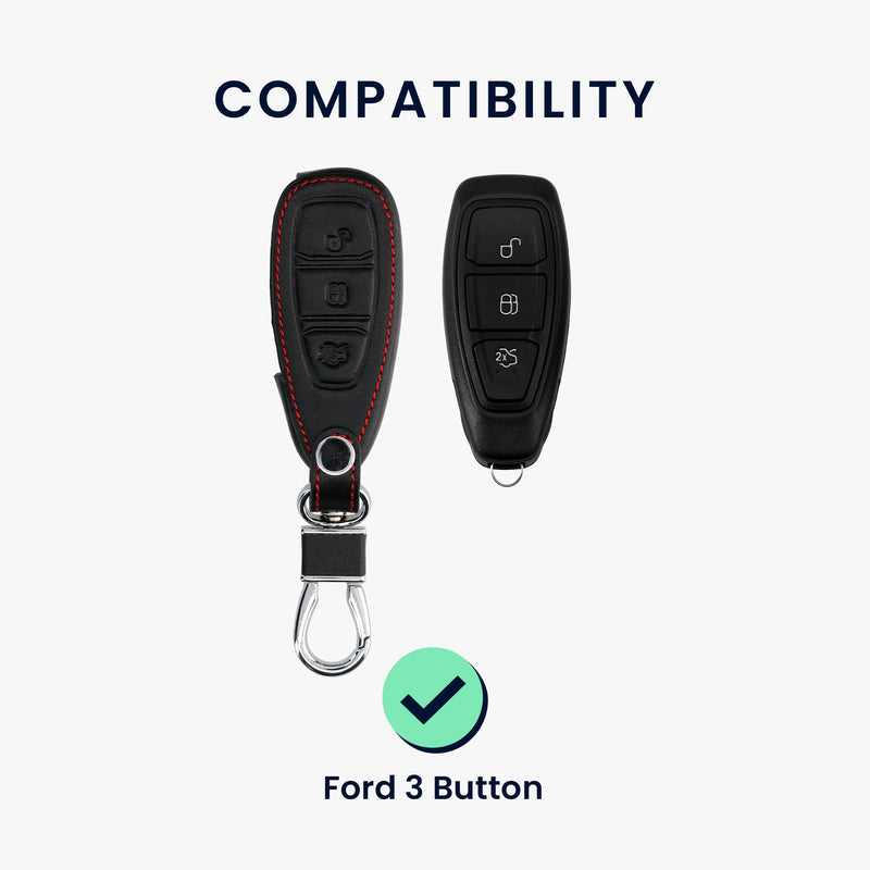 kwmobile Schlüsselhülle für Ford 3-Tasten Autoschlüssel Keyless Go Hülle - Autoschlüssel Schlüssel Hülle - Schlüsselcover aus Kunstleder