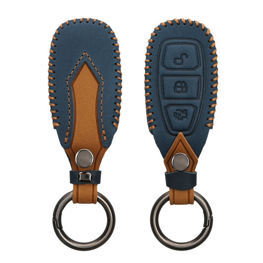 Ford 3-Tasten Autoschlüssel Keyless Go Kunstleder Schlüsselhülle, Marineblau
