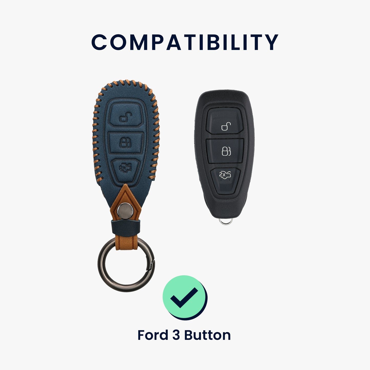 kwmobile Schlüsselhülle für Ford 3-Tasten Autoschlüssel Keyless Go Hülle - Autoschlüssel Schlüssel Hülle - Schlüsselcover aus Kunstleder