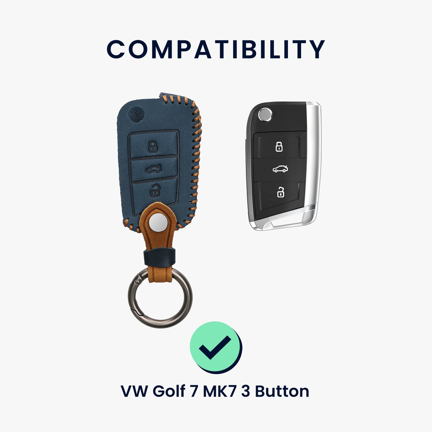 Kunstleder Hülle kompatibel mit VW Golf 7 MK7 Autoschlüssel
