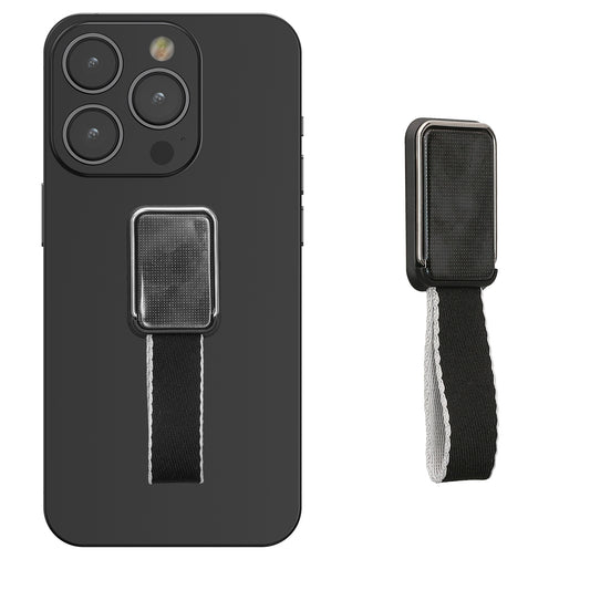 kwmobile Smartphone Fingerhalter Griff mit Ständer - Finger Halter für magnetische Autohalterungen - Selbstklebende Handy Fingerhalterung Schwarz Schwarz  