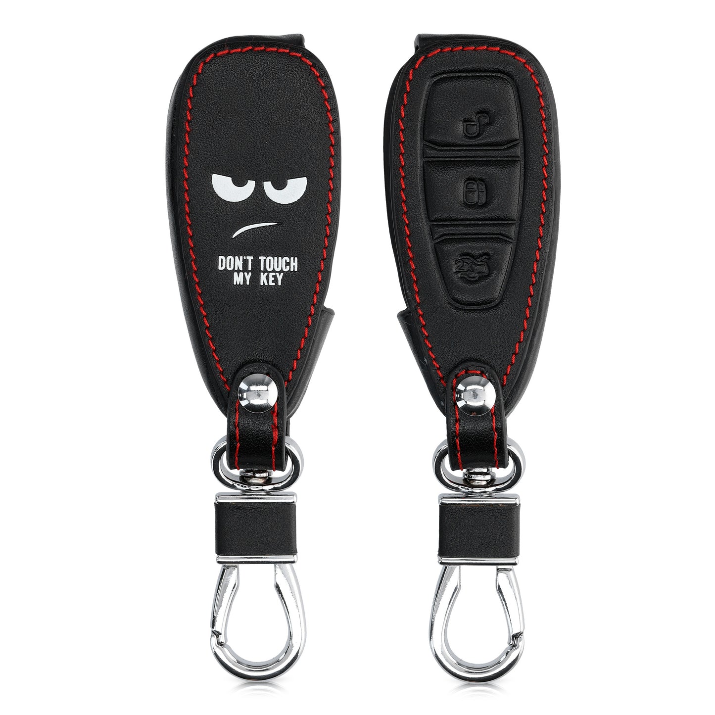 kwmobile Autoschlüssel Hülle kompatibel mit Ford 3-Tasten Autoschlüssel Keyless Go - Kunstleder Schutzhülle Schlüsselhülle Don't touch my Key