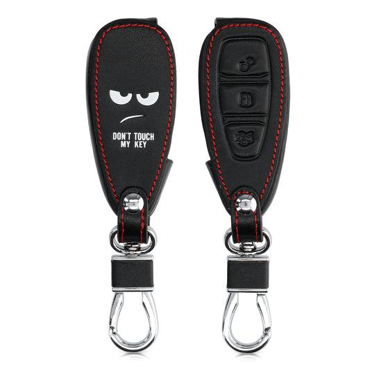 kwmobile Autoschlüssel Hülle kompatibel mit Ford 3-Tasten Autoschlüssel Keyless Go - Kunstleder Schutzhülle Schlüsselhülle Don't touch my Key