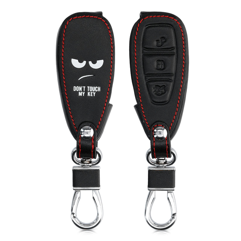 kwmobile Autoschlüssel Hülle kompatibel mit Ford 3-Tasten Autoschlüssel Keyless Go - Kunstleder Schutzhülle Schlüsselhülle Don't touch my Key