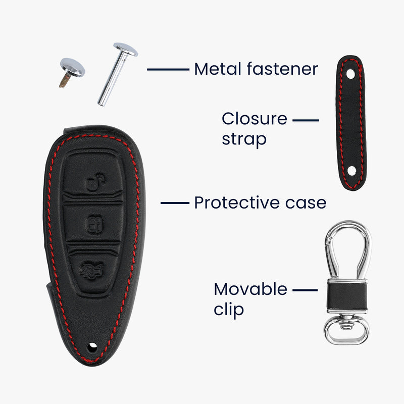 kwmobile Autoschlüssel Hülle kompatibel mit Ford 3-Tasten Autoschlüssel Keyless Go - Kunstleder Schutzhülle Schlüsselhülle Don't touch my Key