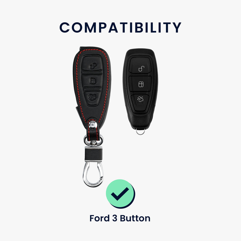 kwmobile Autoschlüssel Hülle kompatibel mit Ford 3-Tasten Autoschlüssel Keyless Go - Kunstleder Schutzhülle Schlüsselhülle Don't touch my Key