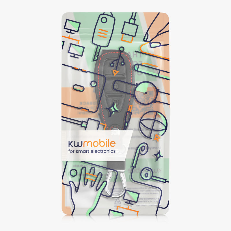 kwmobile Autoschlüssel Hülle kompatibel mit Ford 3-Tasten Autoschlüssel Keyless Go - Kunstleder Schutzhülle Schlüsselhülle Don't touch my Key