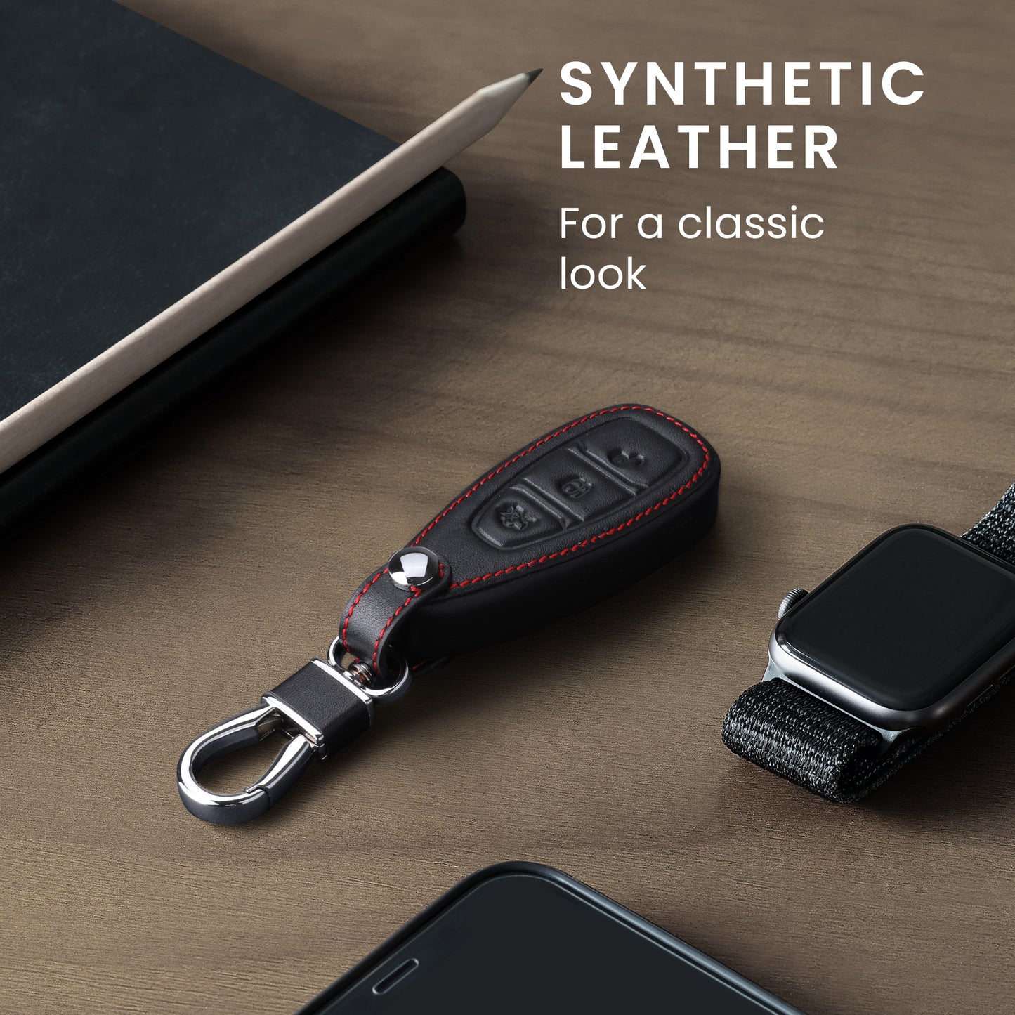 kwmobile Autoschlüssel Hülle kompatibel mit Ford 3-Tasten Autoschlüssel Keyless Go - Kunstleder Schutzhülle Schlüsselhülle Don't touch my Key