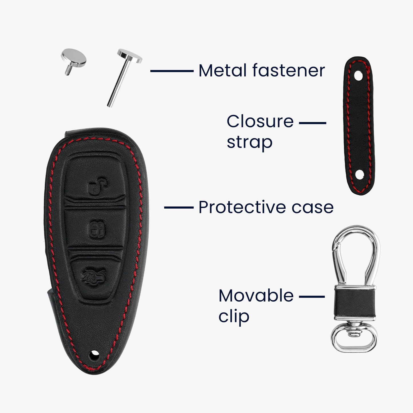kwmobile Autoschlüssel Hülle kompatibel mit Ford 3-Tasten Autoschlüssel Keyless Go - Kunstleder Schutzhülle Schlüsselhülle Don't touch my Key