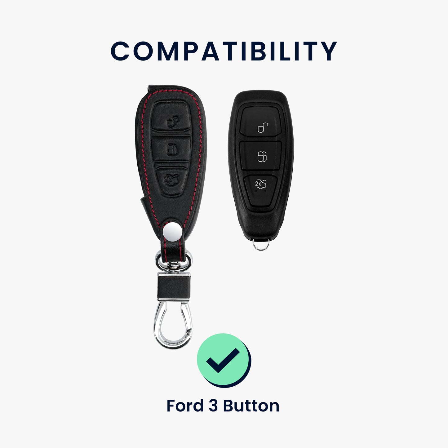 kwmobile Autoschlüssel Hülle kompatibel mit Ford 3-Tasten Autoschlüssel Keyless Go - Kunstleder Schutzhülle Schlüsselhülle Don't touch my Key