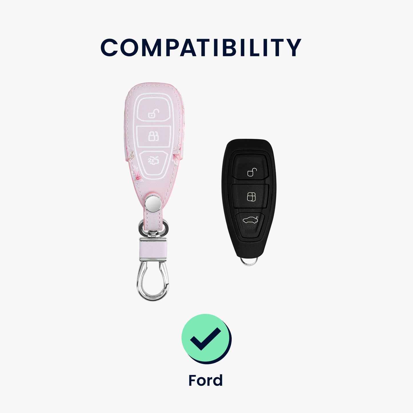 kwmobile Autoschlüssel Hülle kompatibel mit Ford 3-Tasten Autoschlüssel Keyless Go - Kunstleder Schutzhülle Schlüsselhülle Don't touch my Key