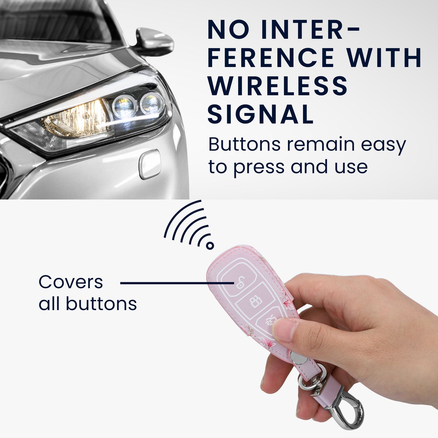 kwmobile Autoschlüssel Hülle kompatibel mit Ford 3-Tasten Autoschlüssel Keyless Go - Kunstleder Schutzhülle Schlüsselhülle Don't touch my Key