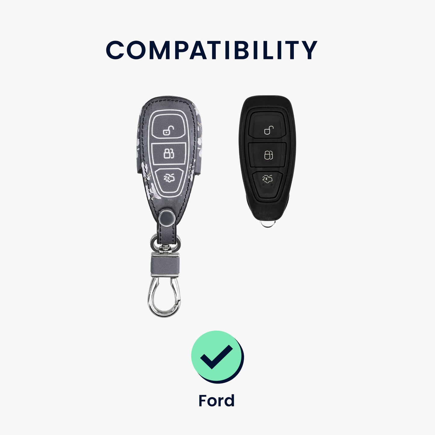 kwmobile Autoschlüssel Hülle kompatibel mit Ford 3-Tasten Autoschlüssel Keyless Go - Kunstleder Schutzhülle Schlüsselhülle Don't touch my Key