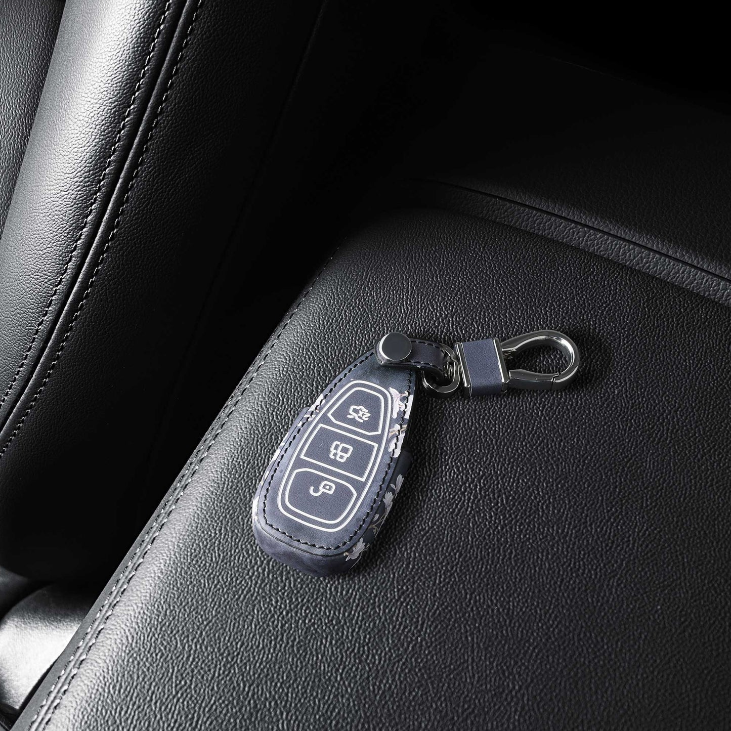 kwmobile Autoschlüssel Hülle kompatibel mit Ford 3-Tasten Autoschlüssel Keyless Go - Kunstleder Schutzhülle Schlüsselhülle Don't touch my Key