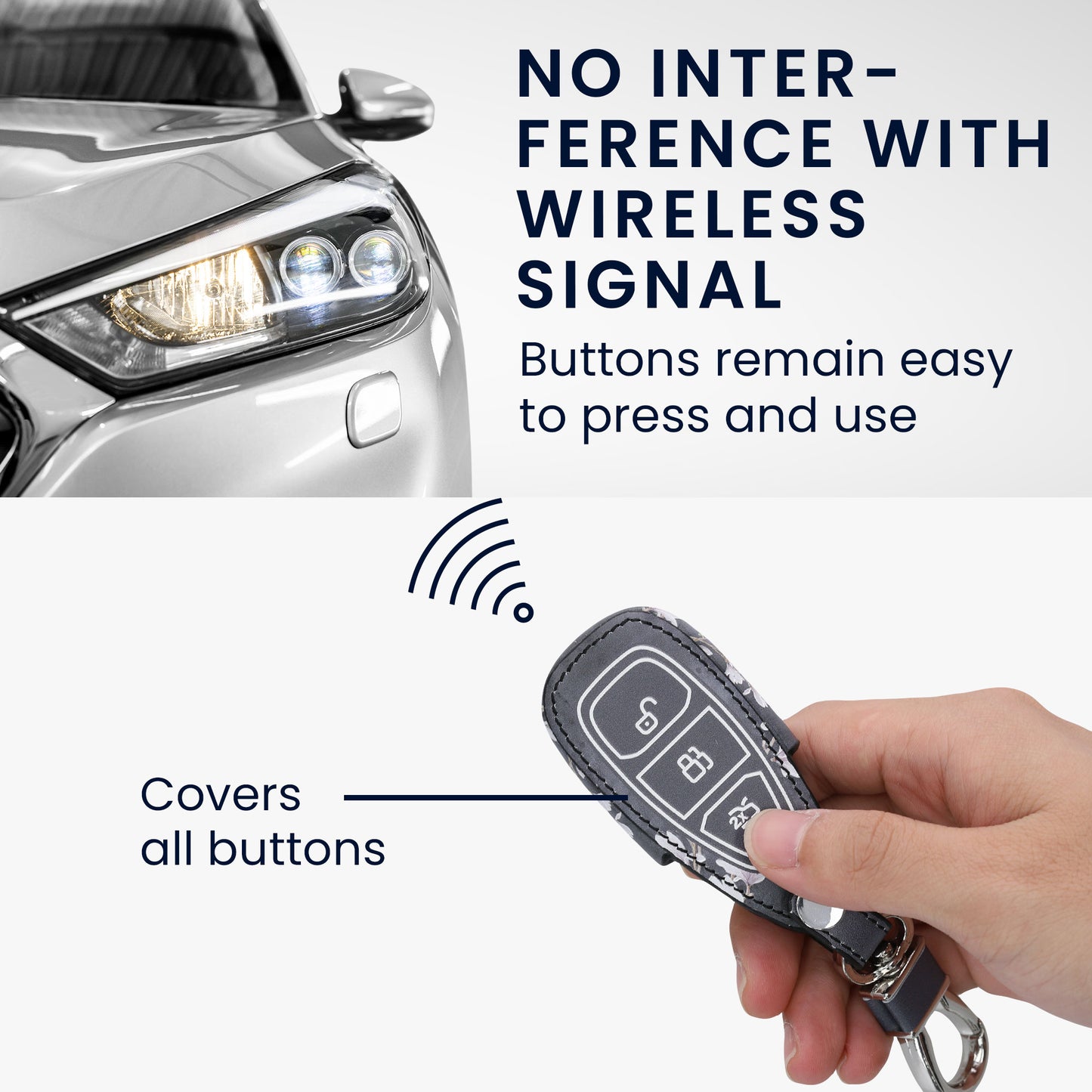 kwmobile Autoschlüssel Hülle kompatibel mit Ford 3-Tasten Autoschlüssel Keyless Go - Kunstleder Schutzhülle Schlüsselhülle Don't touch my Key