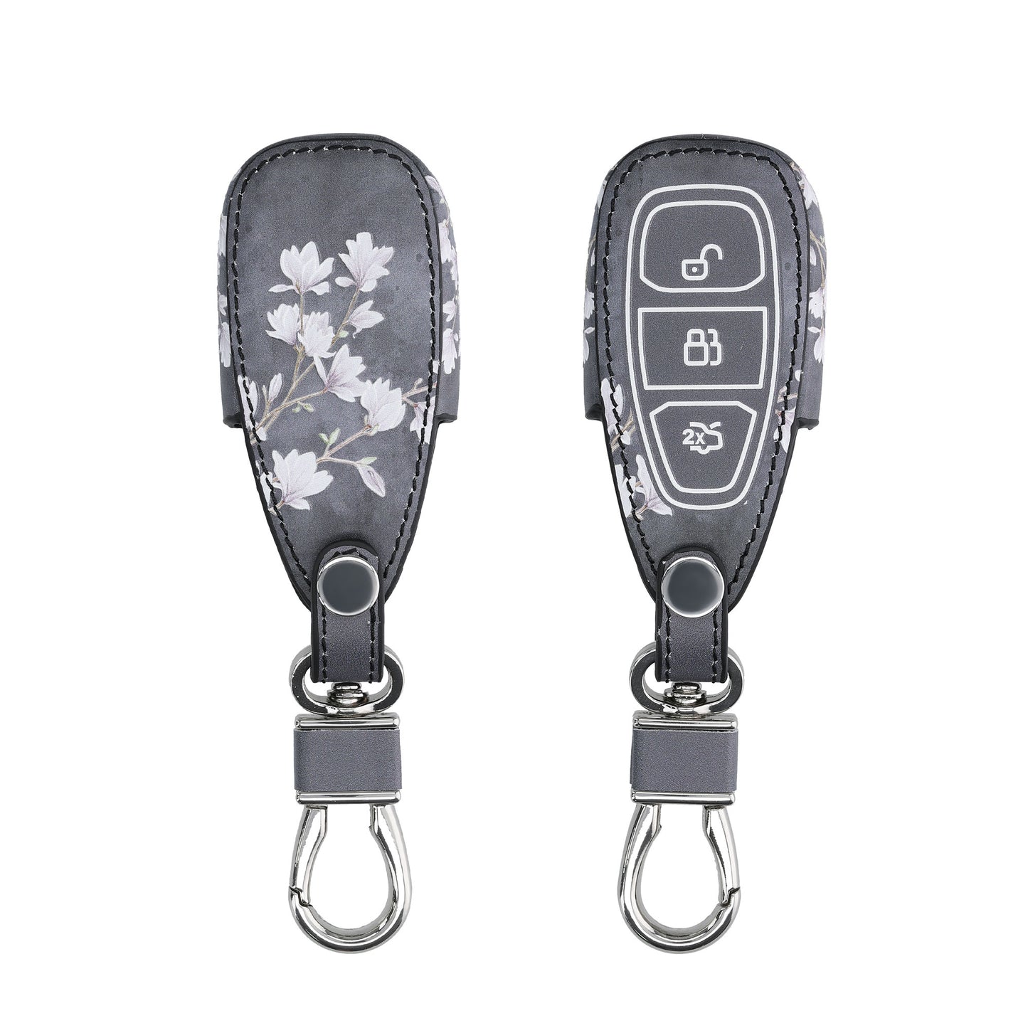 kwmobile Autoschlüssel Hülle kompatibel mit Ford 3-Tasten Autoschlüssel Keyless Go - Kunstleder Schutzhülle Schlüsselhülle Don't touch my Key