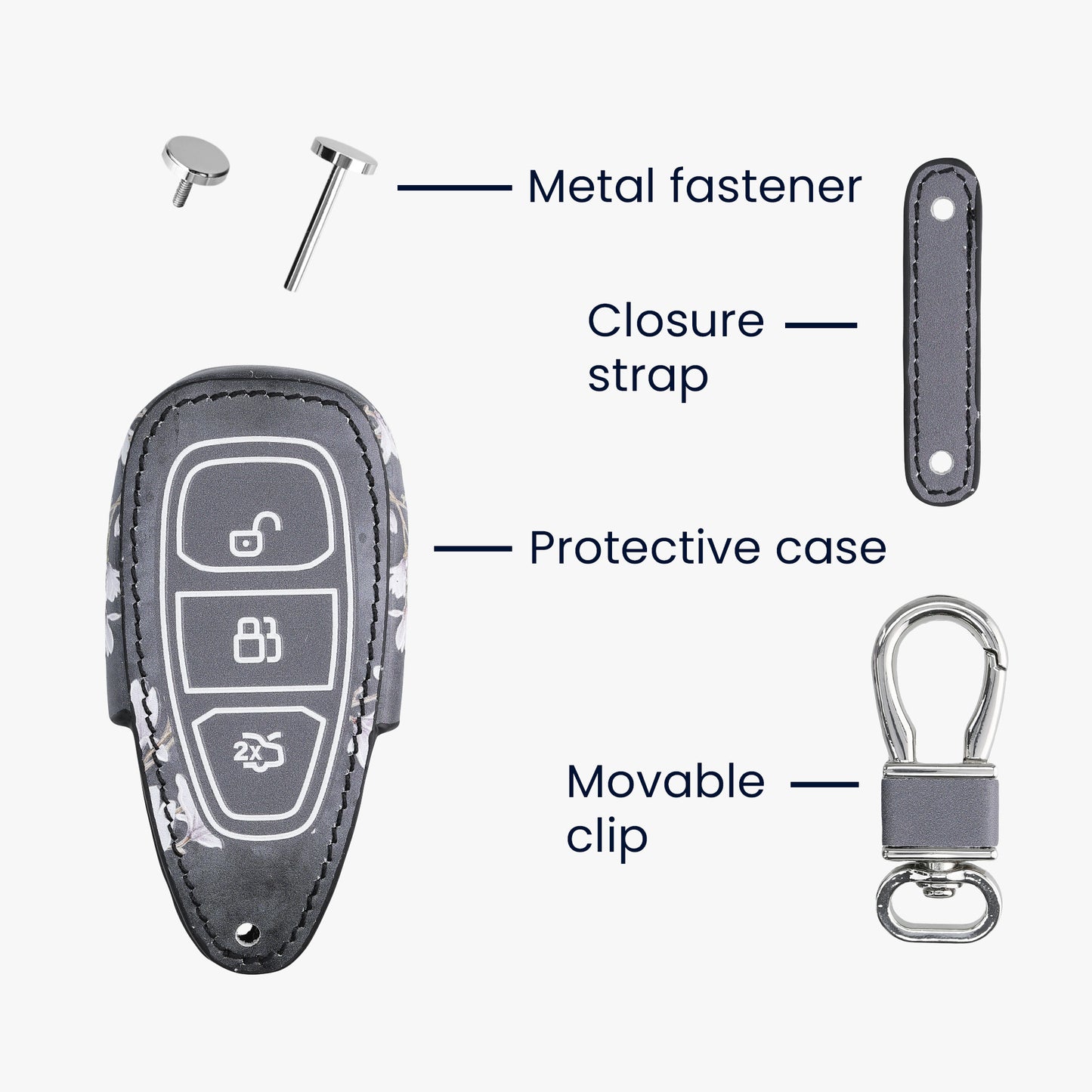kwmobile Autoschlüssel Hülle kompatibel mit Ford 3-Tasten Autoschlüssel Keyless Go - Kunstleder Schutzhülle Schlüsselhülle Don't touch my Key
