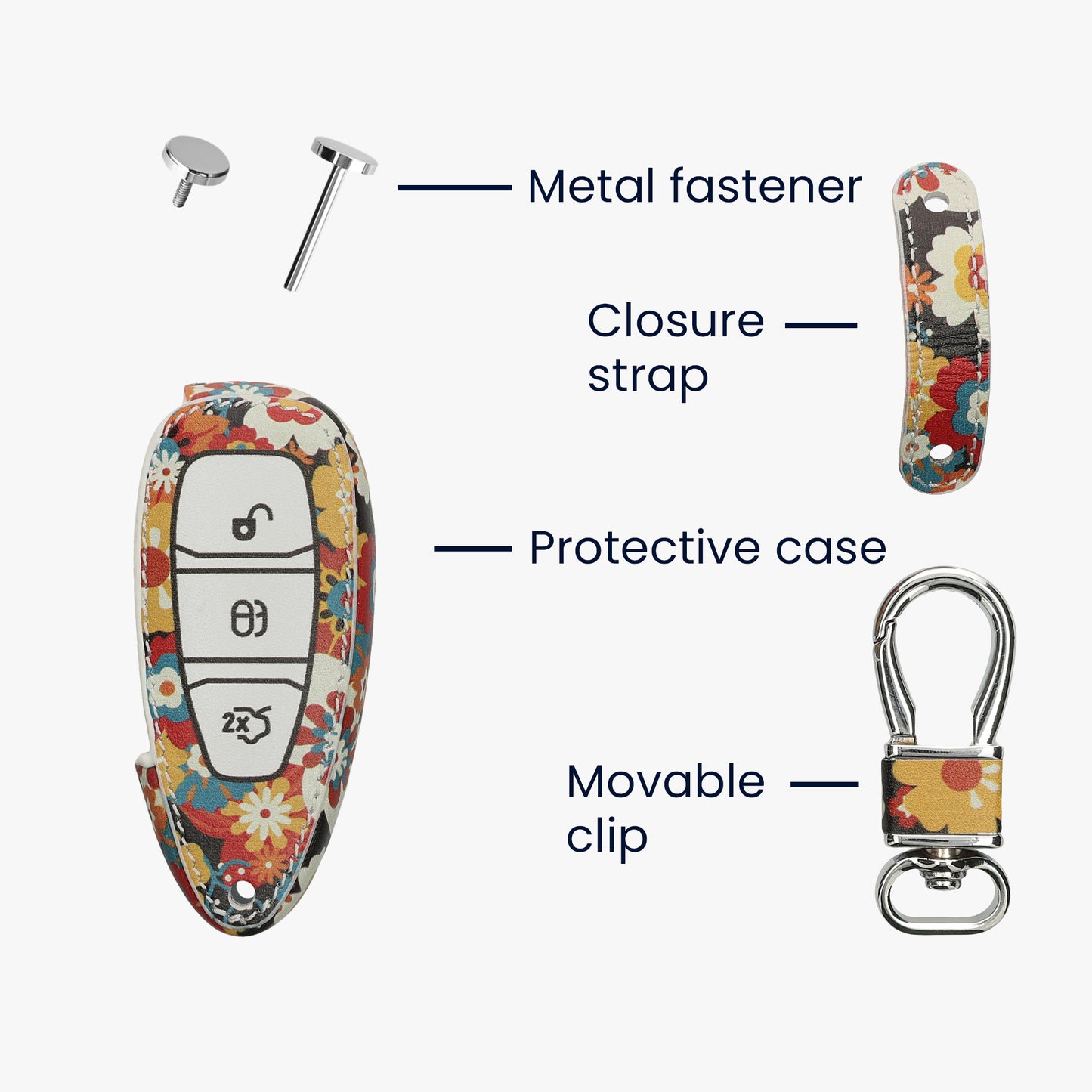 kwmobile Autoschlüssel Hülle kompatibel mit Ford 3-Tasten Autoschlüssel Keyless Go - Kunstleder Schutzhülle Schlüsselhülle Don't touch my Key