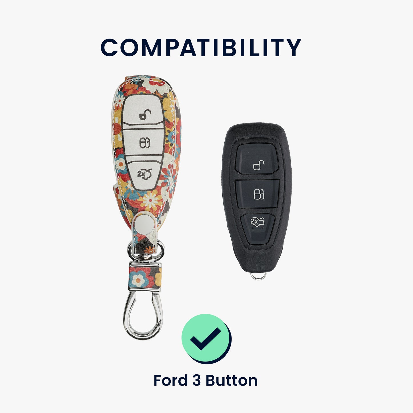kwmobile Autoschlüssel Hülle kompatibel mit Ford 3-Tasten Autoschlüssel Keyless Go - Kunstleder Schutzhülle Schlüsselhülle Don't touch my Key
