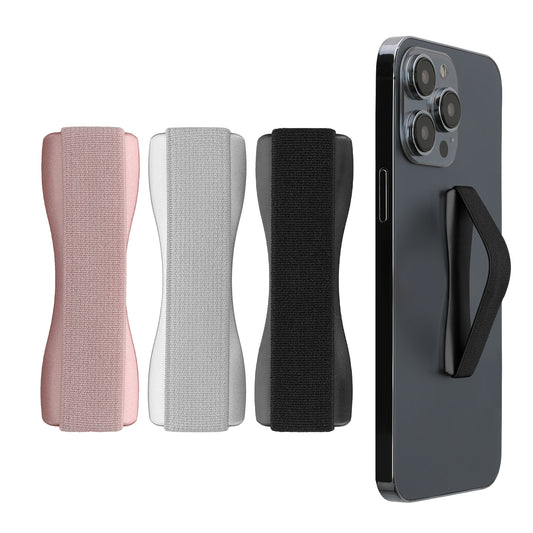 kwmobile Smartphone Fingerhalter 3 Set - Handy Halter Griff Halterung Einhandbedienung - 3x Handyhalter in Schwarz Silber Rosegold Schwarz  [dsg01]