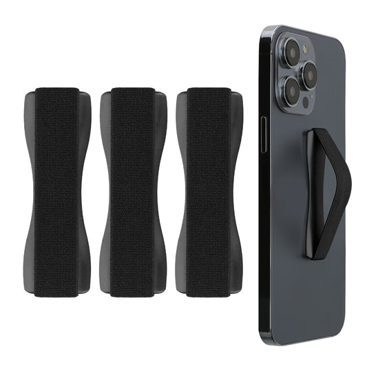 kwmobile Smartphone Fingerhalter 3 Set - Handy Halter Griff Halterung Einhandbedienung - 3x Handyhalter in Schwarz Schwarz  [dsg02]